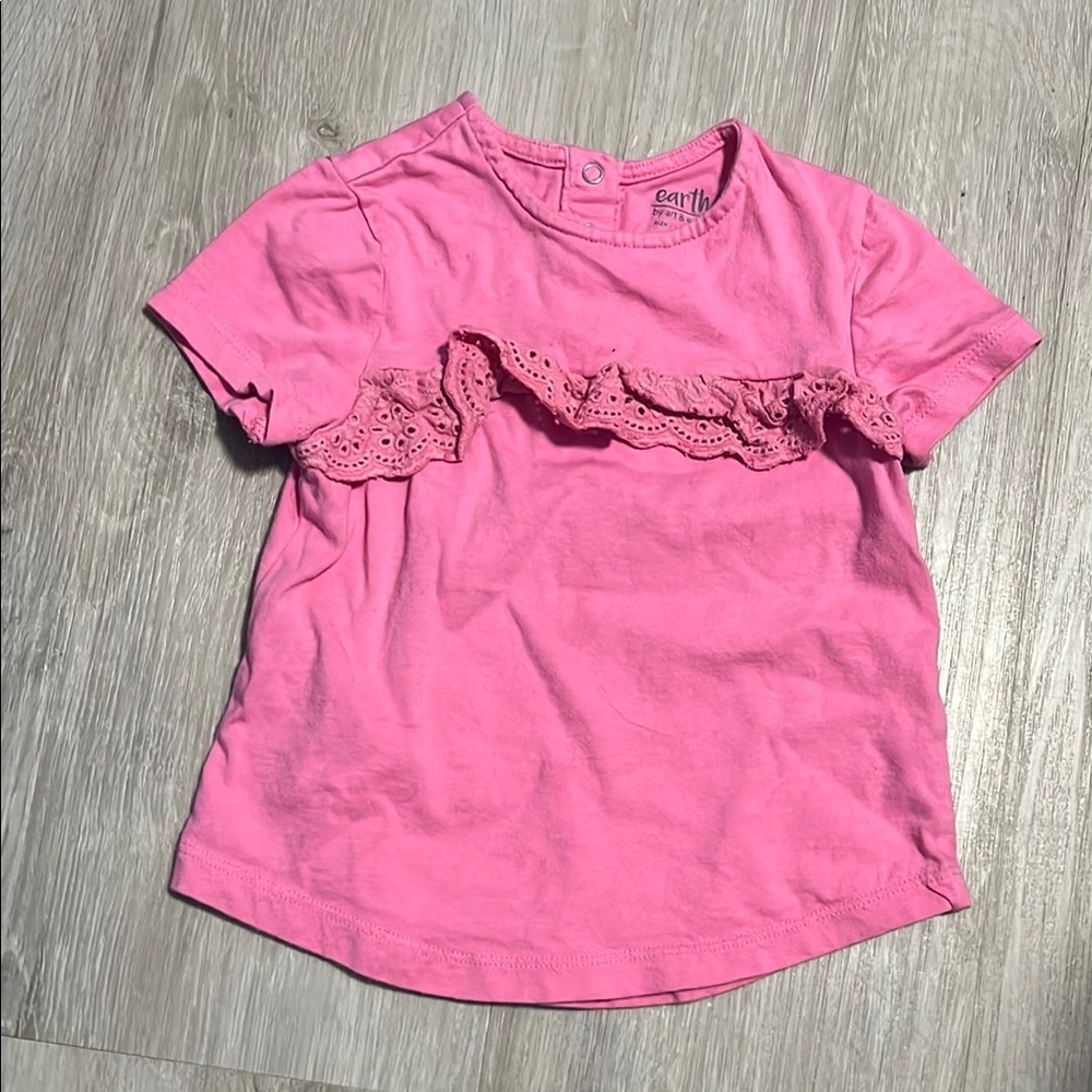 Earth Bubblegum Pink Short Sleeve Tee with Gathered Detail
